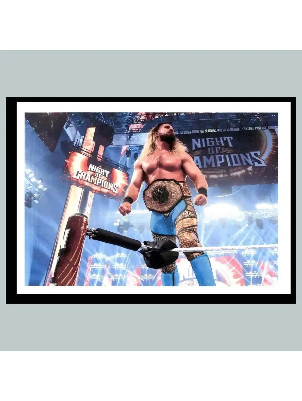 0005 P 8X10 Seth Rollins With Belt In Ring Glossy Photo